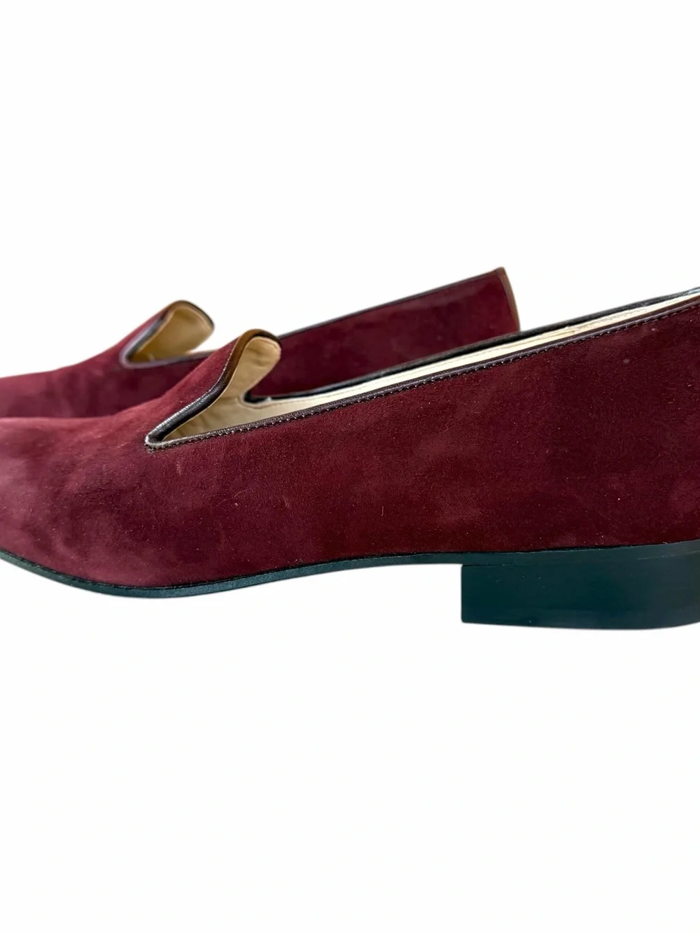 Talbots Burgundy Suede Smoking Loafers Made in Spain Leather Sole